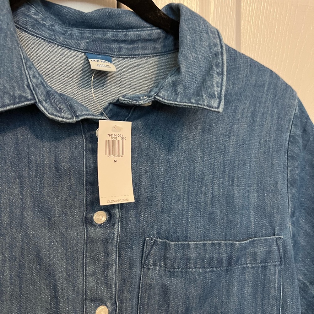 Old Navy Blue Denim Shirt Dress- size M NWT - Picture 11 of 13